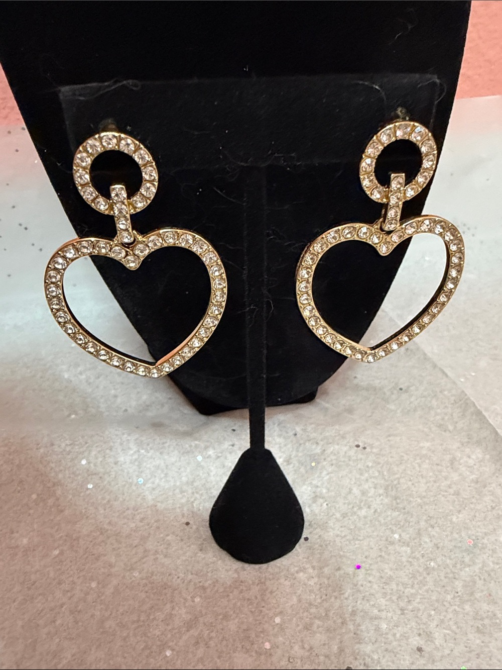Park Lane Gold Heart Crystal Drop Earrings